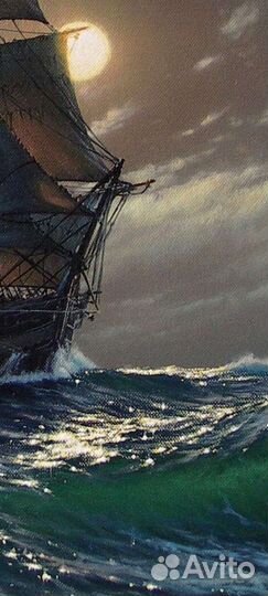 Картина шикарная Лунная ночь Парусник море