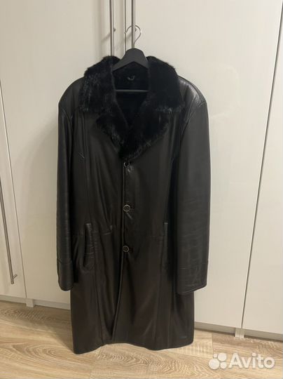 Пальто мужское кожаное почти новое