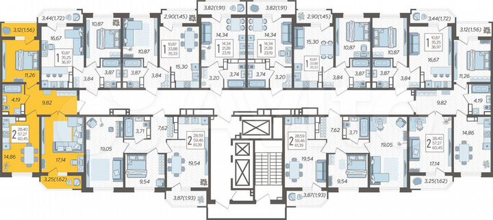 2-к. квартира, 60,5 м², 20/23 эт.