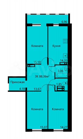 3-к. квартира, 89,2 м², 10/17 эт.