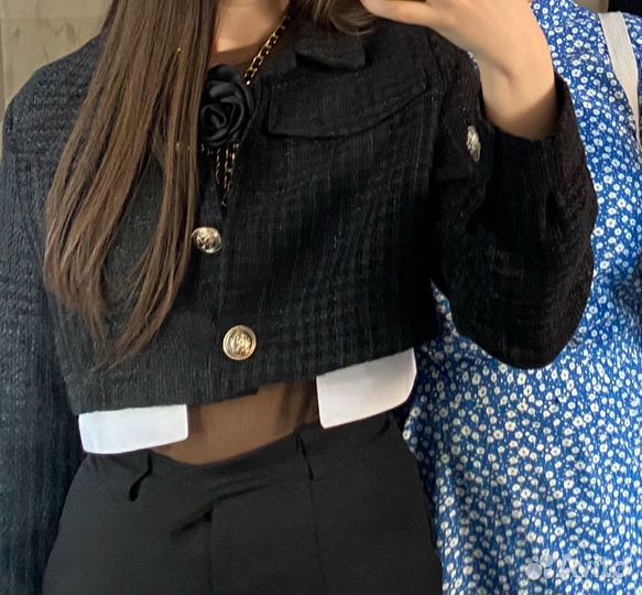 Пиджак твидовый укороченный