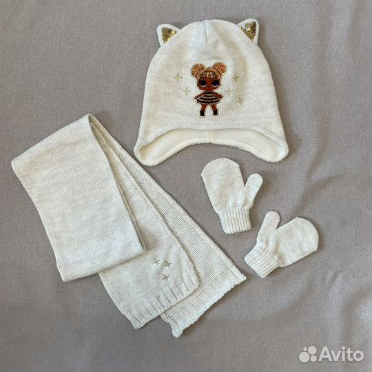 Набор шапка теплая, шарф, варежки