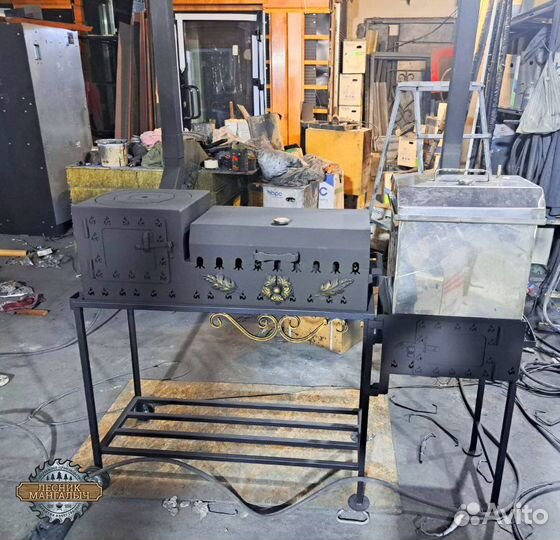 Мангал 3 мм с печью и коптильней