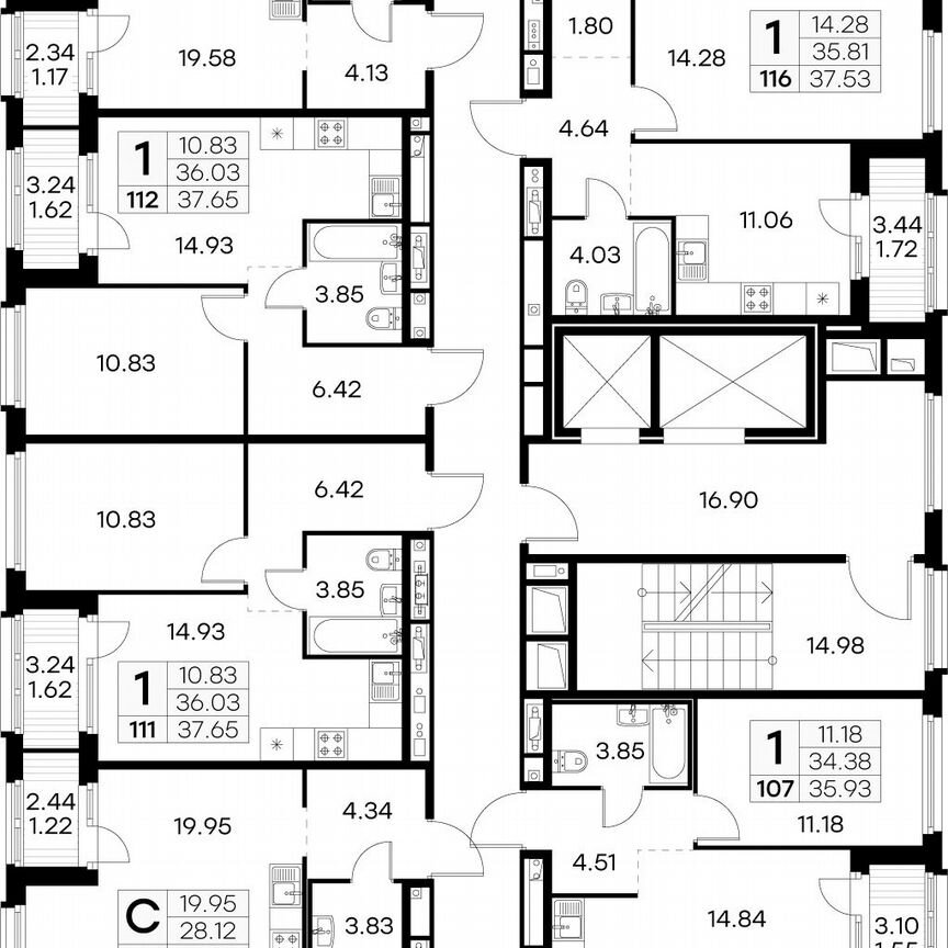 1-к. квартира, 39 м², 12/15 эт.