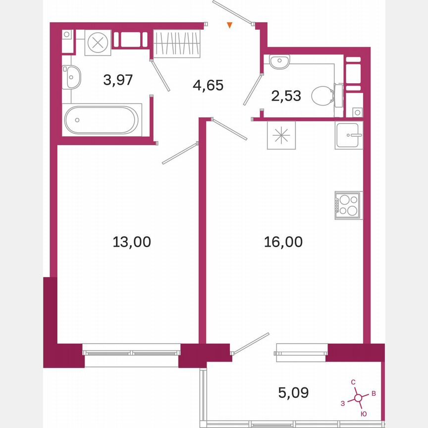1-к. квартира, 41,7 м², 3/10 эт.