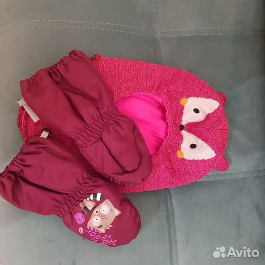 Шапка шлем балаклава и рукавицы варежки Lassie