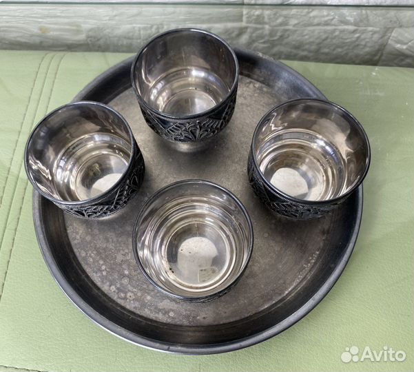 Стопки на подносе мельхиор СССР