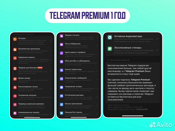 Оформление Телеграм Премиум на 1 год, без входа