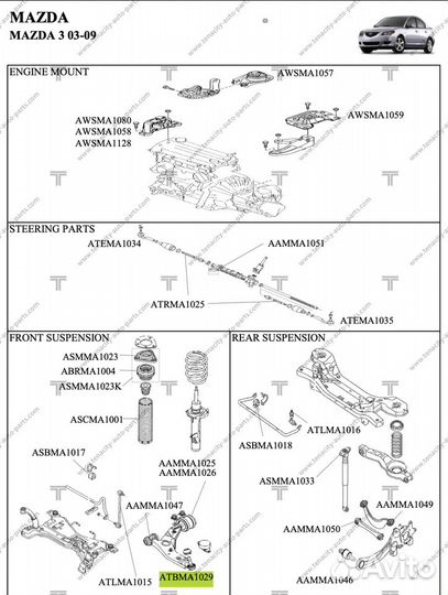 Шаровая опора Tenacity atbma1029 Mazda 3