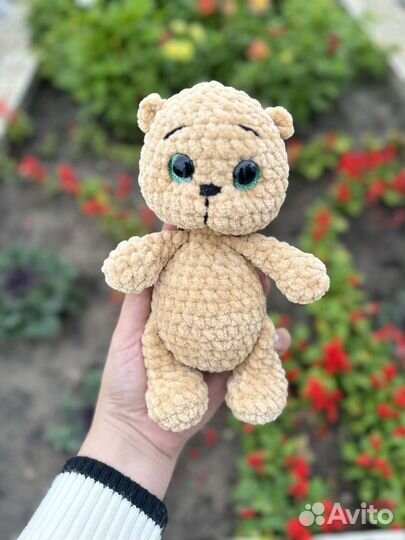 Вязаные игрушки Котик, Мишка, Зайка