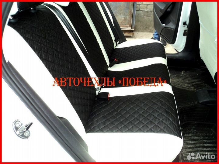 Чехлы Volkswagen Polo 5 Hb из экокожи бело-чёрные