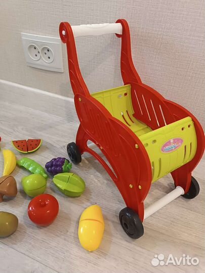 Тележка с фруктами и овощами набор