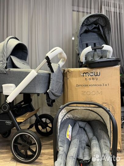 Коляска 3 в 1 mow baby zoom PU 3в1