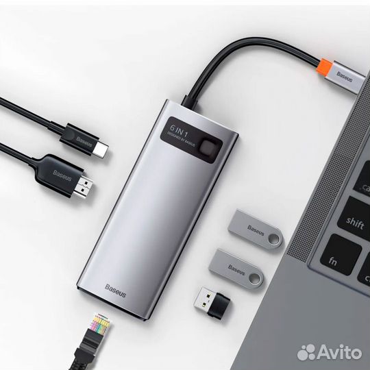 Хаб Baseus Metal Gleam Series 6-in-1