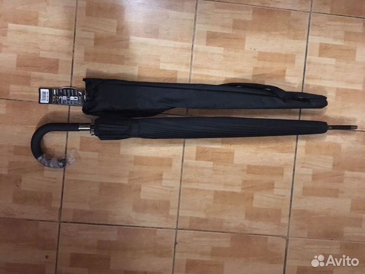 Зонт трость чёрный 16 спиц