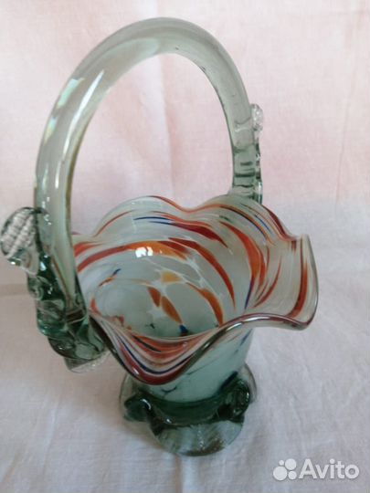 Ваза конфетница цветное стекло СССР