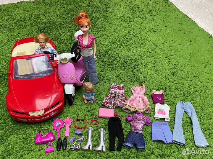 Куклы, набор кукол, машина для кукол, семья кукол