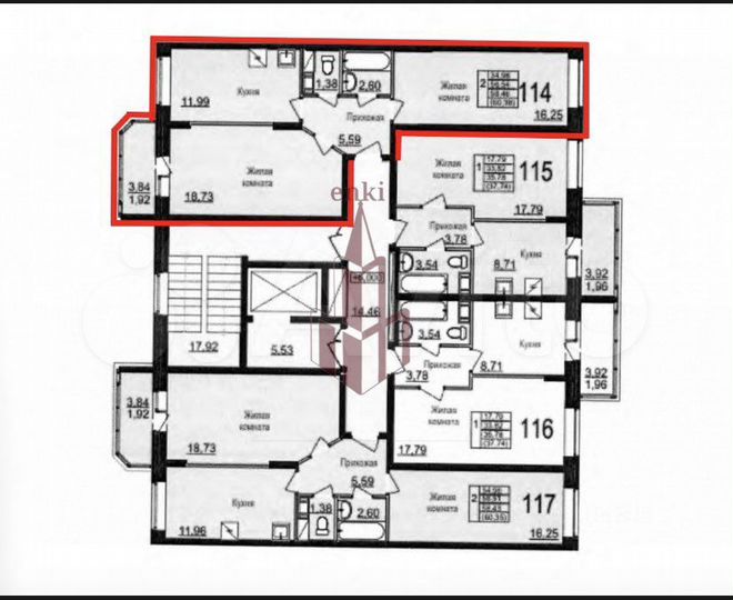 2-к. квартира, 57 м², 2/6 эт.