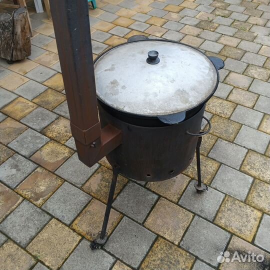 Печь учаг 3 мм с чугун казаном 16 литров, крышка
