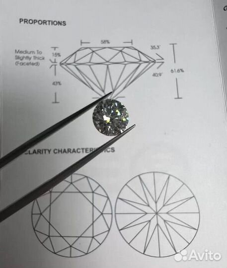 Новый бриллиант CVD 2.54 карата с гарантией