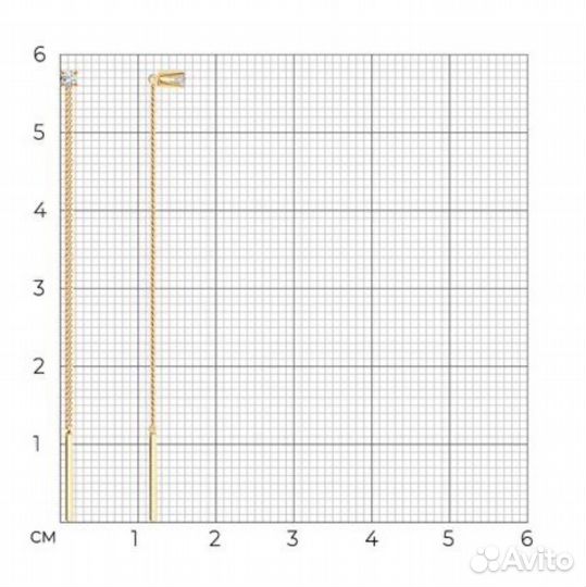 Серьги подвески продевки золотые 585 проба, фианит