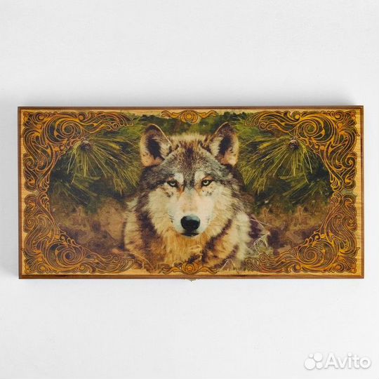 Нарды 'Таежный волк', деревянная доска 50 х 50 см