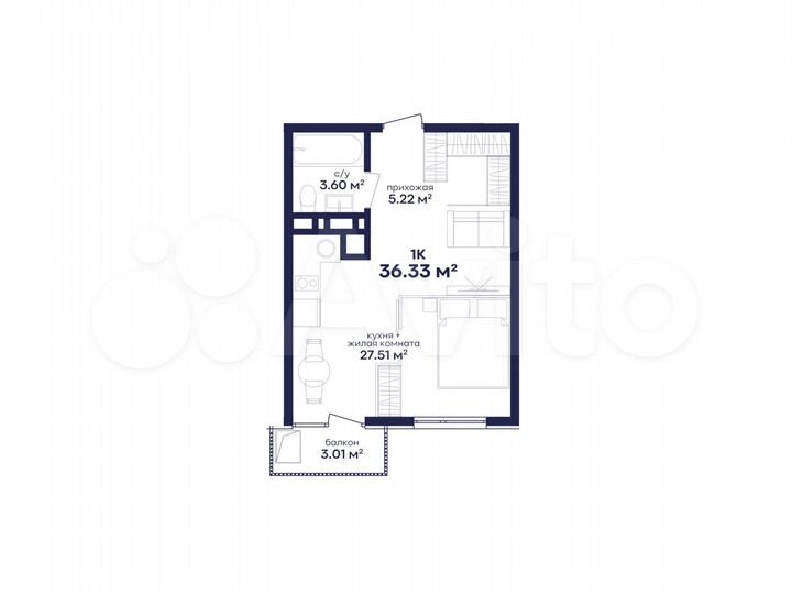 1-к. квартира, 36,3 м², 5/8 эт.