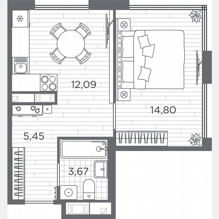 1-к. квартира, 36 м², 3/5 эт.