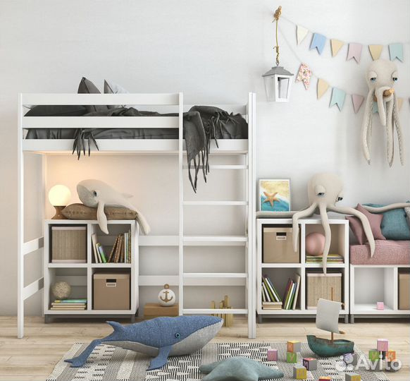Кровать-чердак для детской (массив) 180х80