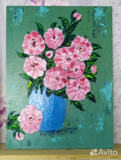 Картина маслом 30*40 Шиповник