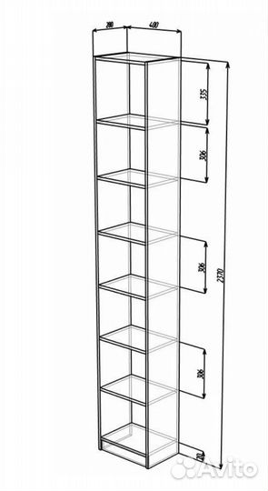 Стеллаж IKEA Билли аналог 40х28х237см Новый О-Зуев