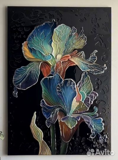 Картина абстрактная с цветами