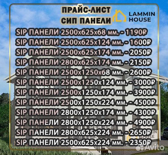 Сип SIP панели OSB. Размер 2500*625*124 мм