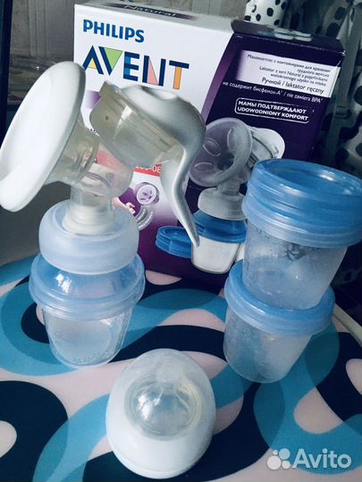 Молокоотсос ручной Авент с контейнерами