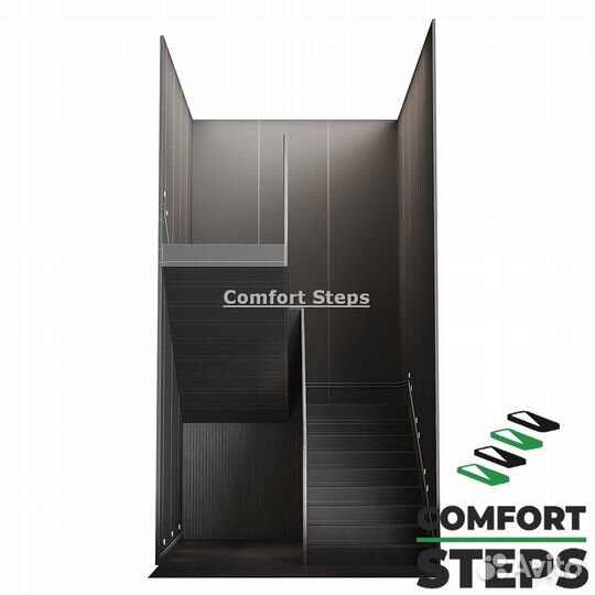 Лестница на металлокаркасе на второй этаж