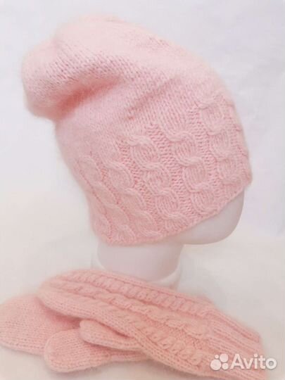 Шапка и варежки из пуха норки