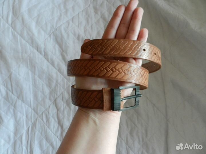 Ремень мужской кожаный коричневый