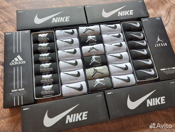 Носки Nike Adidas Jordan белые