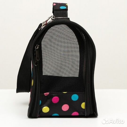 Сумка - переноска для животных 'Горошек', чёрная