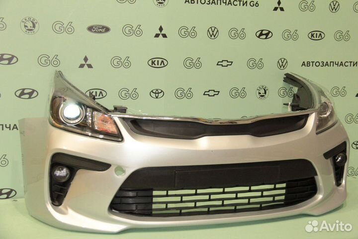 Бампер передний серебристый Kia Rio 17 - 20 год