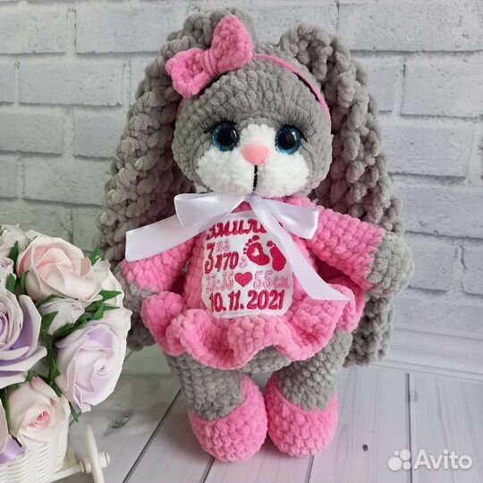 Плюшевый зайка, игрушка для детей, именная игрушка