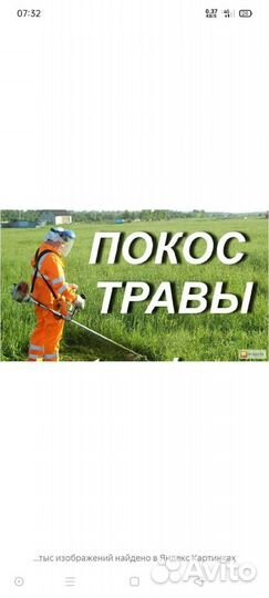 Покос травы триммером