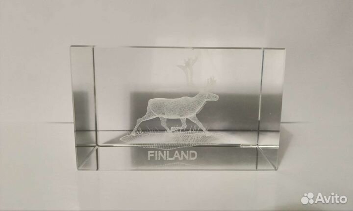Сувенир, Куб из хрусталя - Олень (Финляндия)