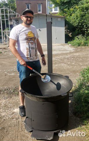 Казан 80 л + печь 3 мм с дымоходом+шумовка