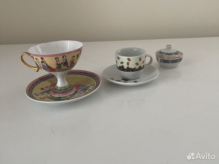 Чайная пара, кофейная пара и солонка