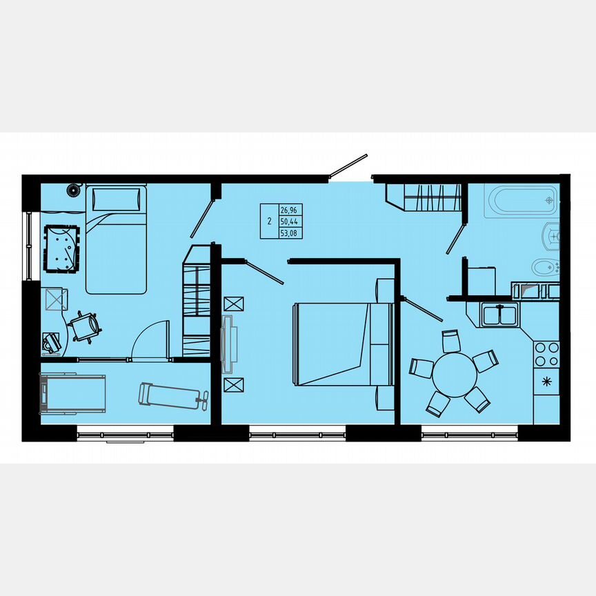 2-к. квартира, 52,9 м², 7/8 эт.