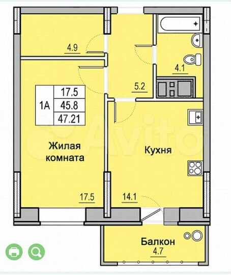 1-к. квартира, 47,2 м², 2/16 эт.