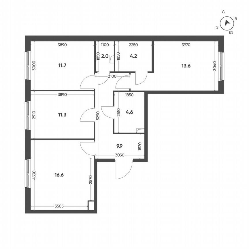 3-к. квартира, 73,9 м², 2/12 эт.
