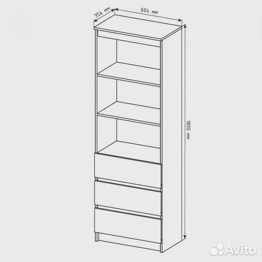 Шкаф стеллаж с полками 60см, 2 цвета