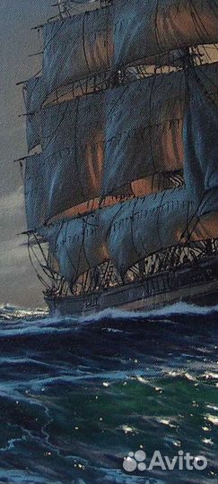 Картина шикарная Лунная ночь Парусник море